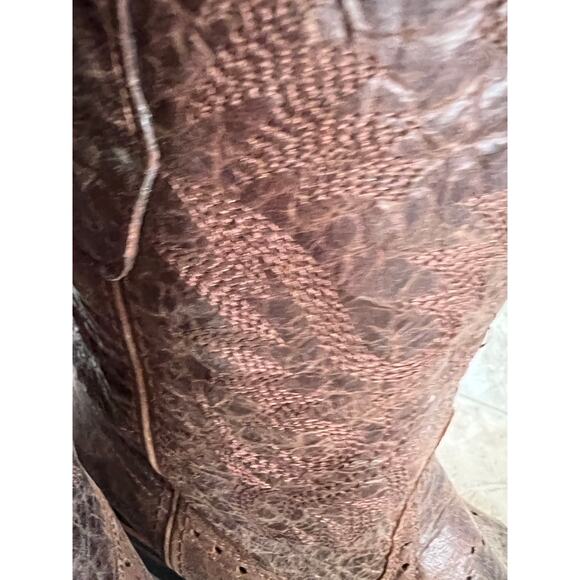 Los Altos Boots Genuine Python Brown Square Toe Size 9 EE 6682 Cowboy Western main image 9